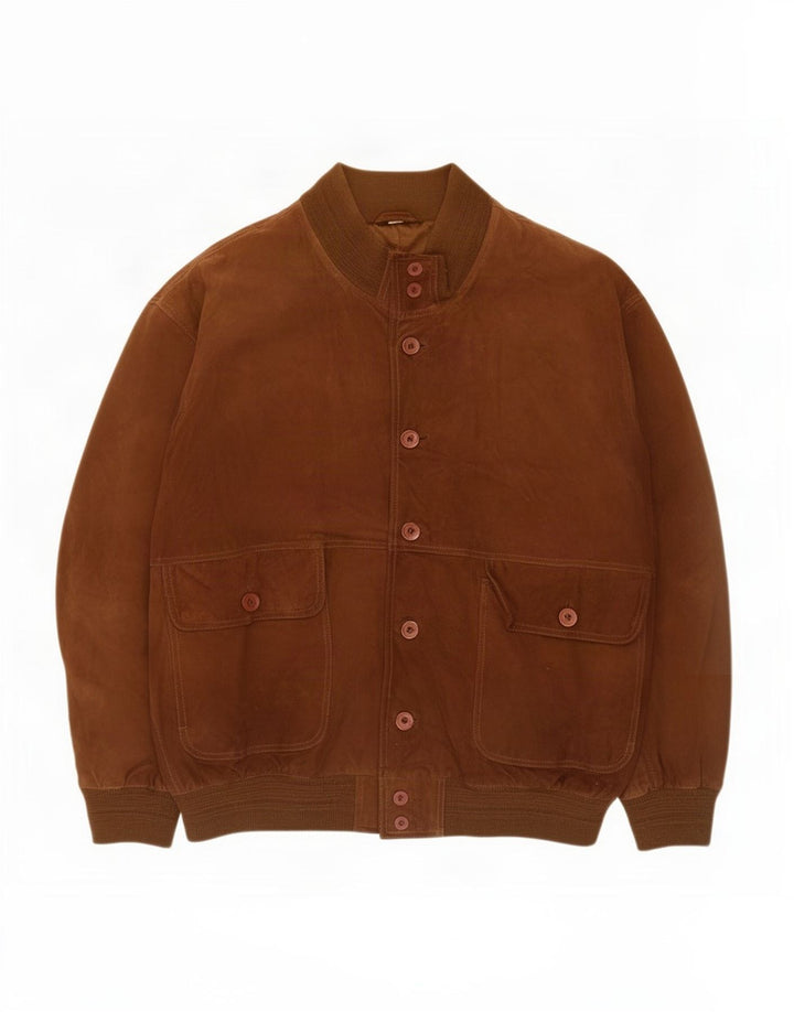 Jachetă Bomber Vintage pentru bărbați din piele intoarsa IT 52 XL din piele maro