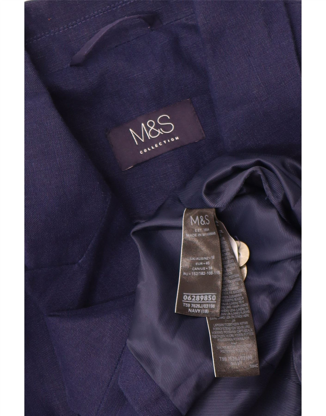 Jachetă pentru femei Marks & Spencer cu două piepturi, UK 18 XL, bleumarin