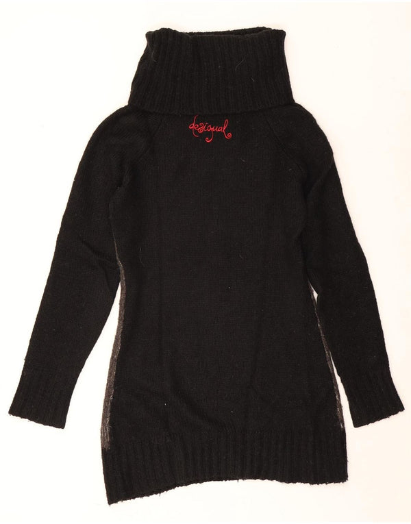 Pulover pentru femei Desigual cu paragate cu gât rulat, UK 14, mare, negru, floral