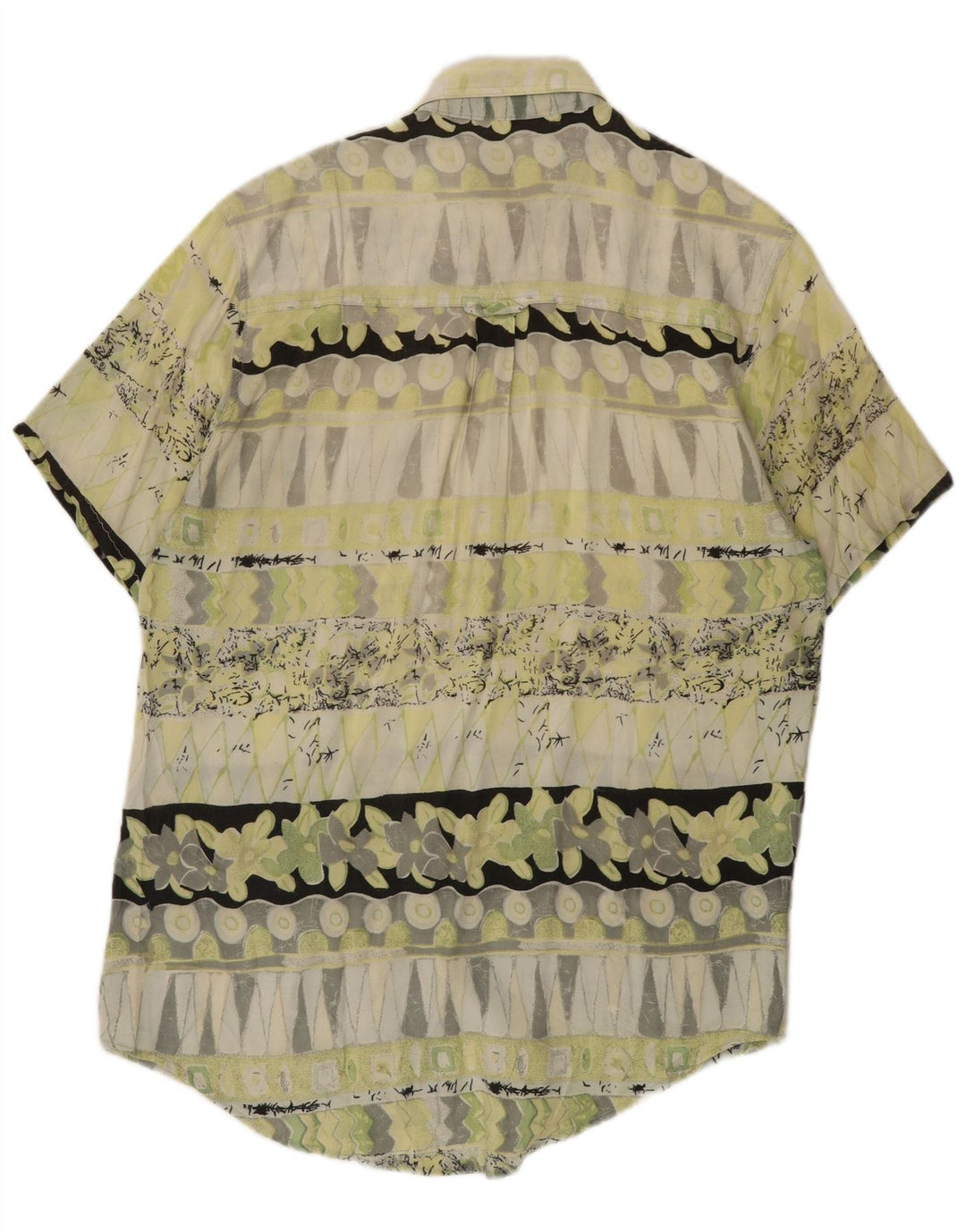 Cămașă Vintage pentru bărbați cu mânecă scurtă, verde mediu, geometrică