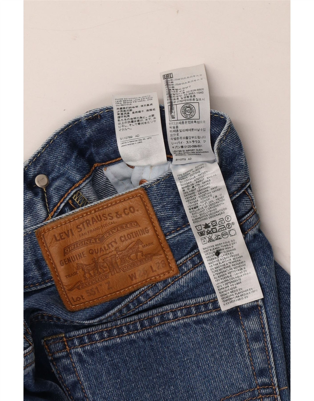 Blugi drepti pentru bărbați Levi's 551 W26 L28 Bumbac albastru