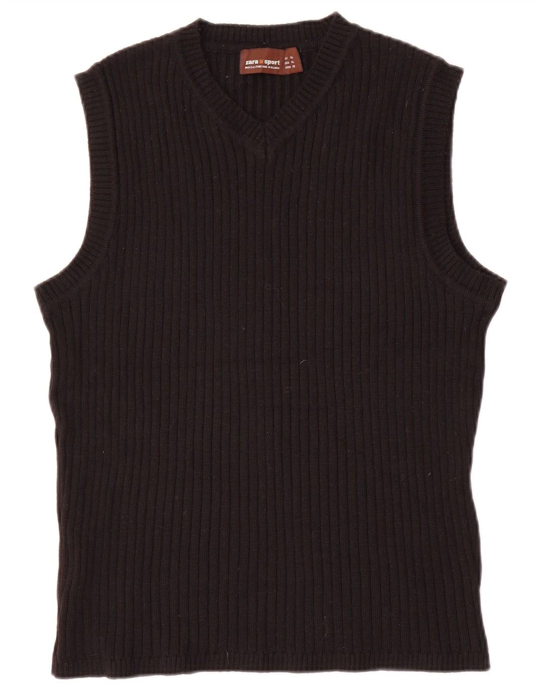 Vesta Zara Femei Tank Top UK 18 XL Lână neagră