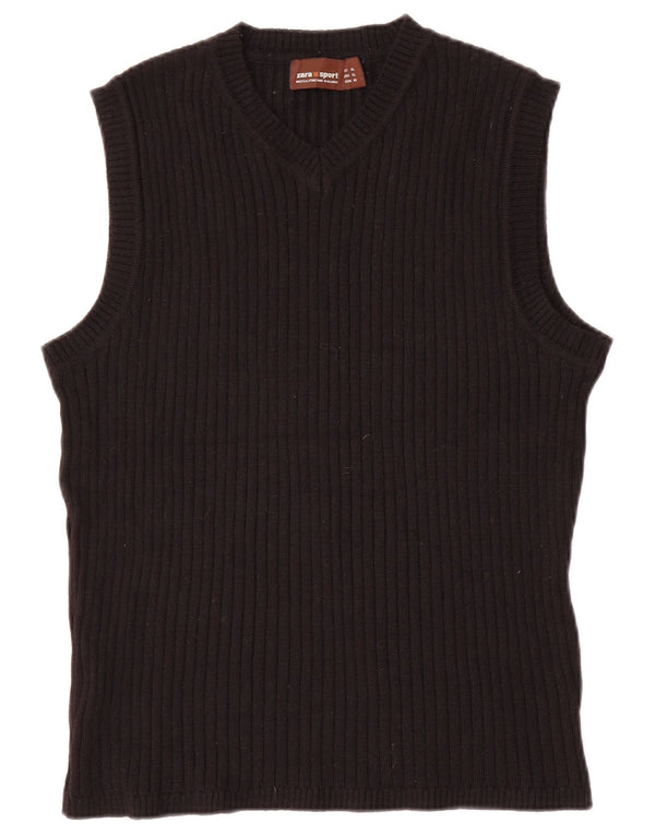Vesta Zara Femei Tank Top UK 18 XL Lână neagră