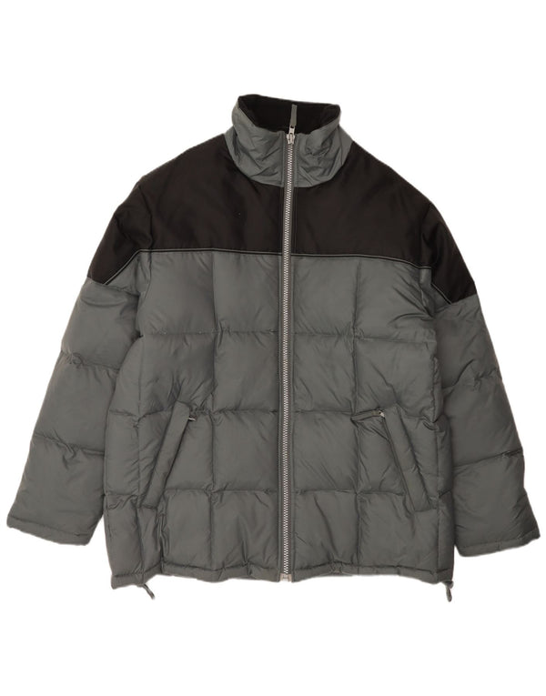 Jachetă căptușită vintage pentru bărbați, cu o formă lejeră, UK 38, gri mediu, nailon color bloc