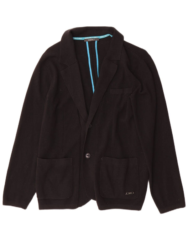 Sacou Esprit pentru femei, tricot cu 2 nasturi, UK 14, bumbac negru mare