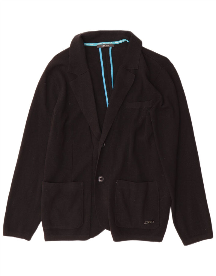 Sacou Esprit pentru femei, tricot cu 2 nasturi, UK 14, bumbac negru mare