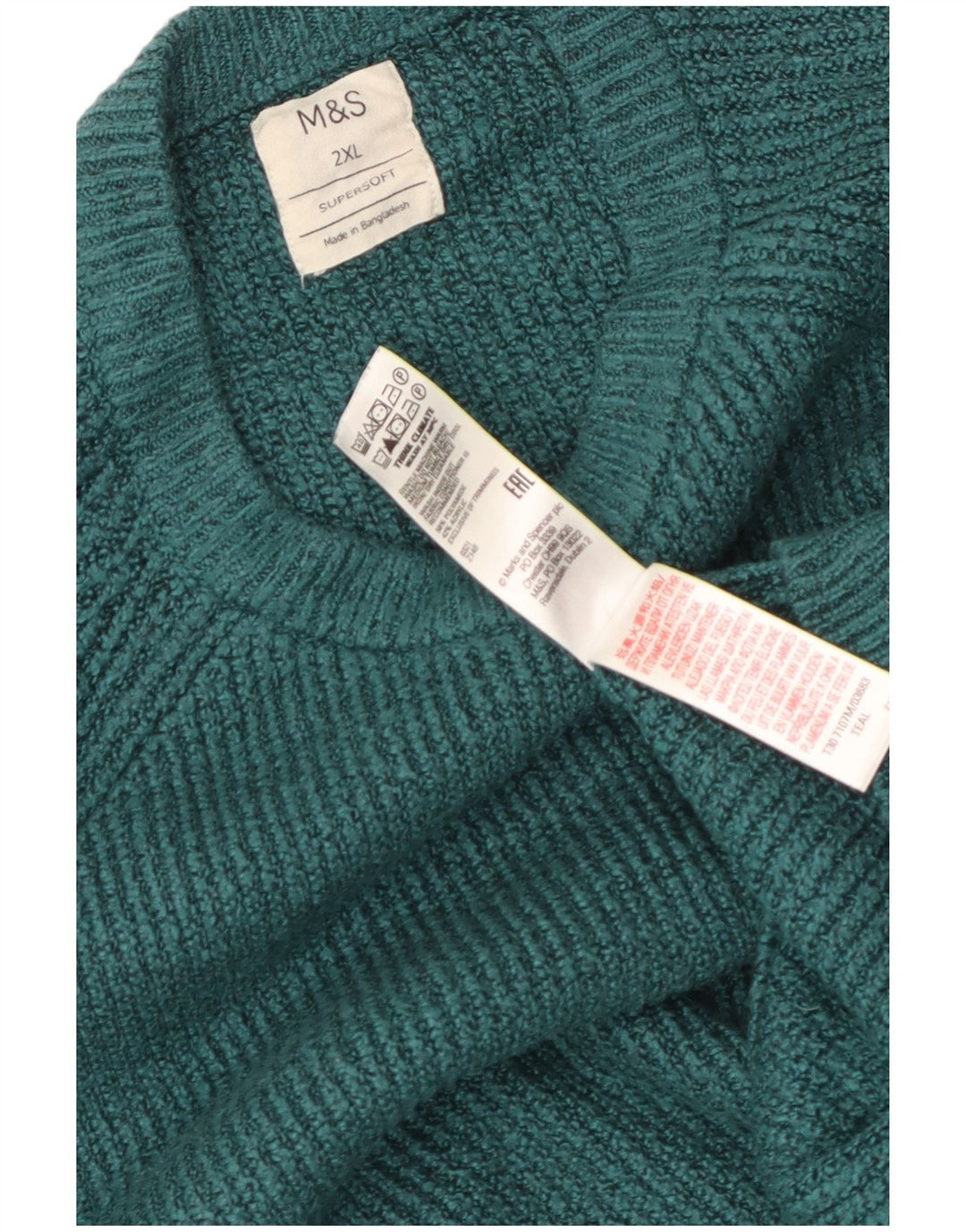 Pulover pentru bărbați Marks & Spencer cu gât crew, poliamidă verde 2XL