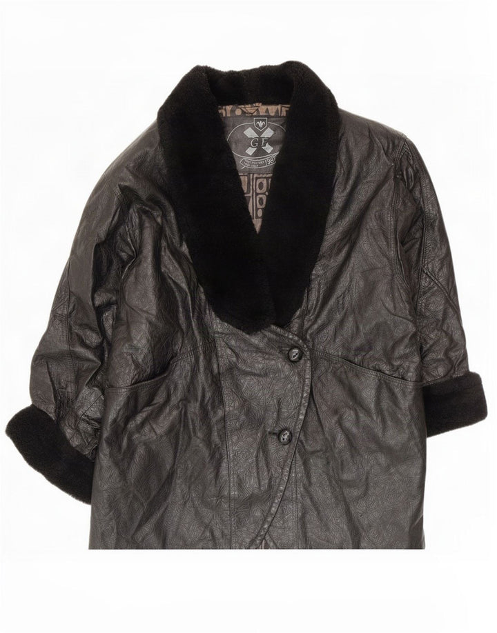 Jachetă de piele vintage pentru femei cu 2 nasturi IT 44 Medium Black