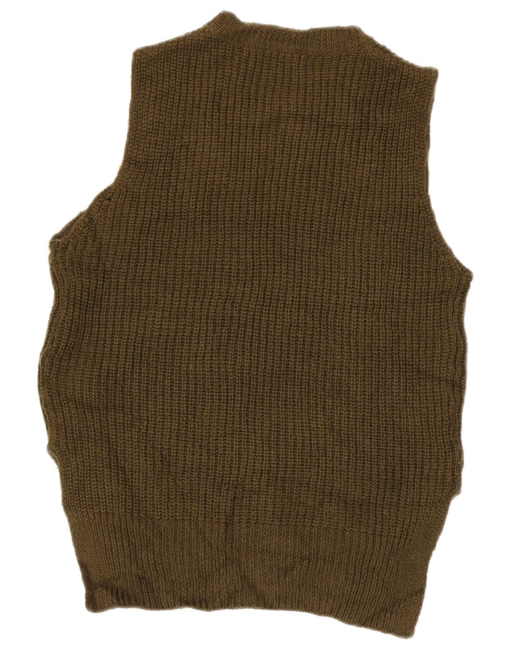 Marks & Spencer Womens Vest Tank Top UK 10 Small Khaki Acrylic