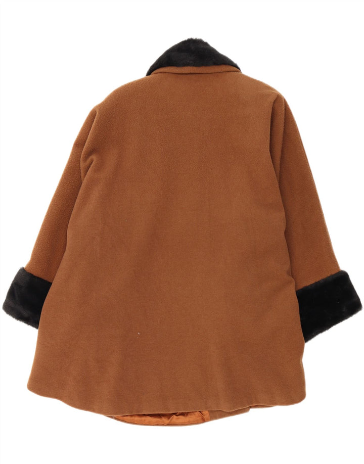 VINTAGE Womens Overcoat UK 18 XL Brown Colourblock Vintage Vintage and Second-Hand Vintage from Messina Hembry 