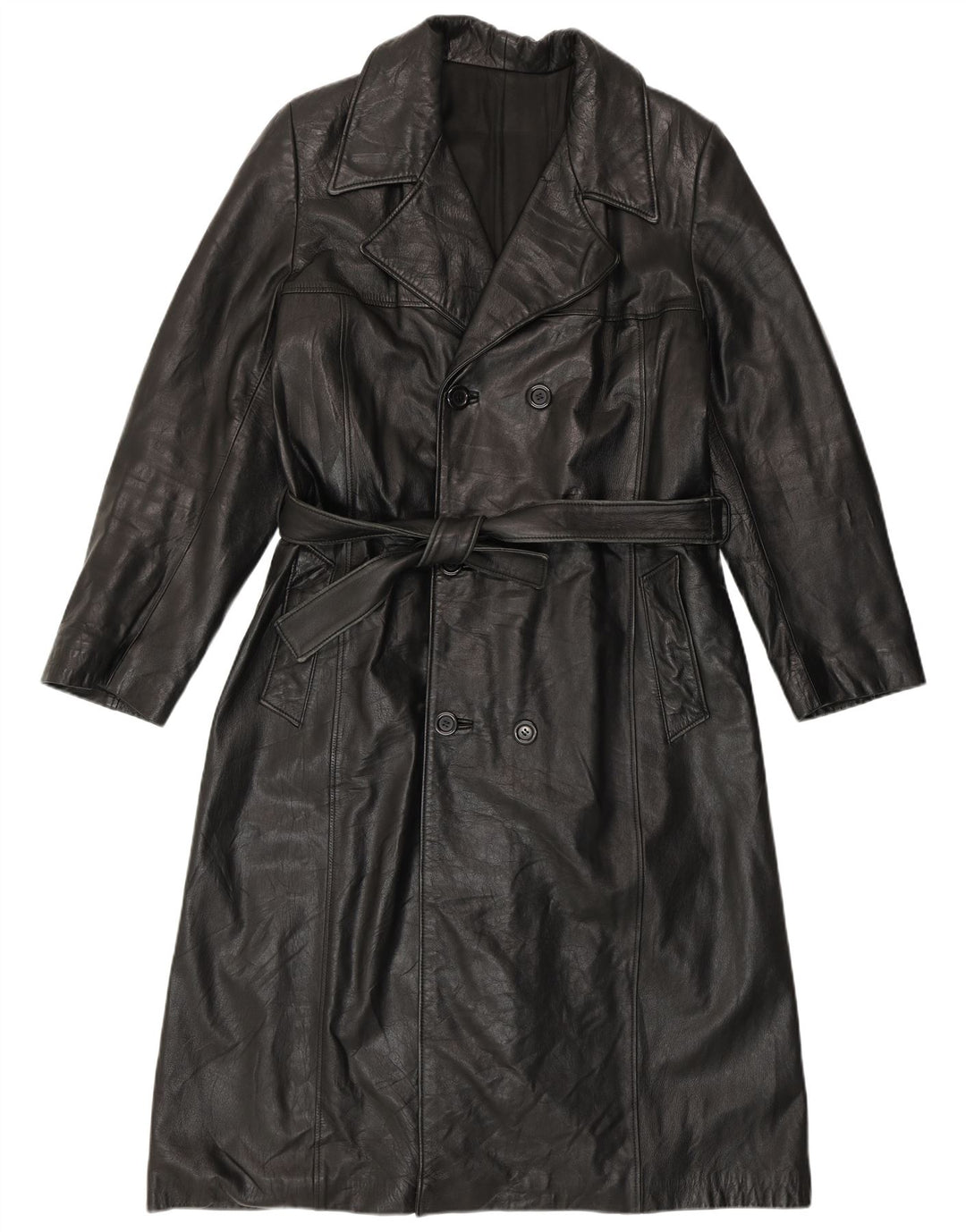 PASCUCCI Palton dublu din piele pentru bărbați IT 50, mare, neagră