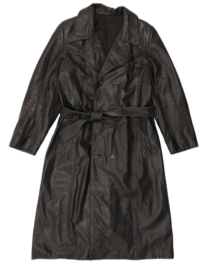 PASCUCCI Palton dublu din piele pentru bărbați IT 50, mare, neagră