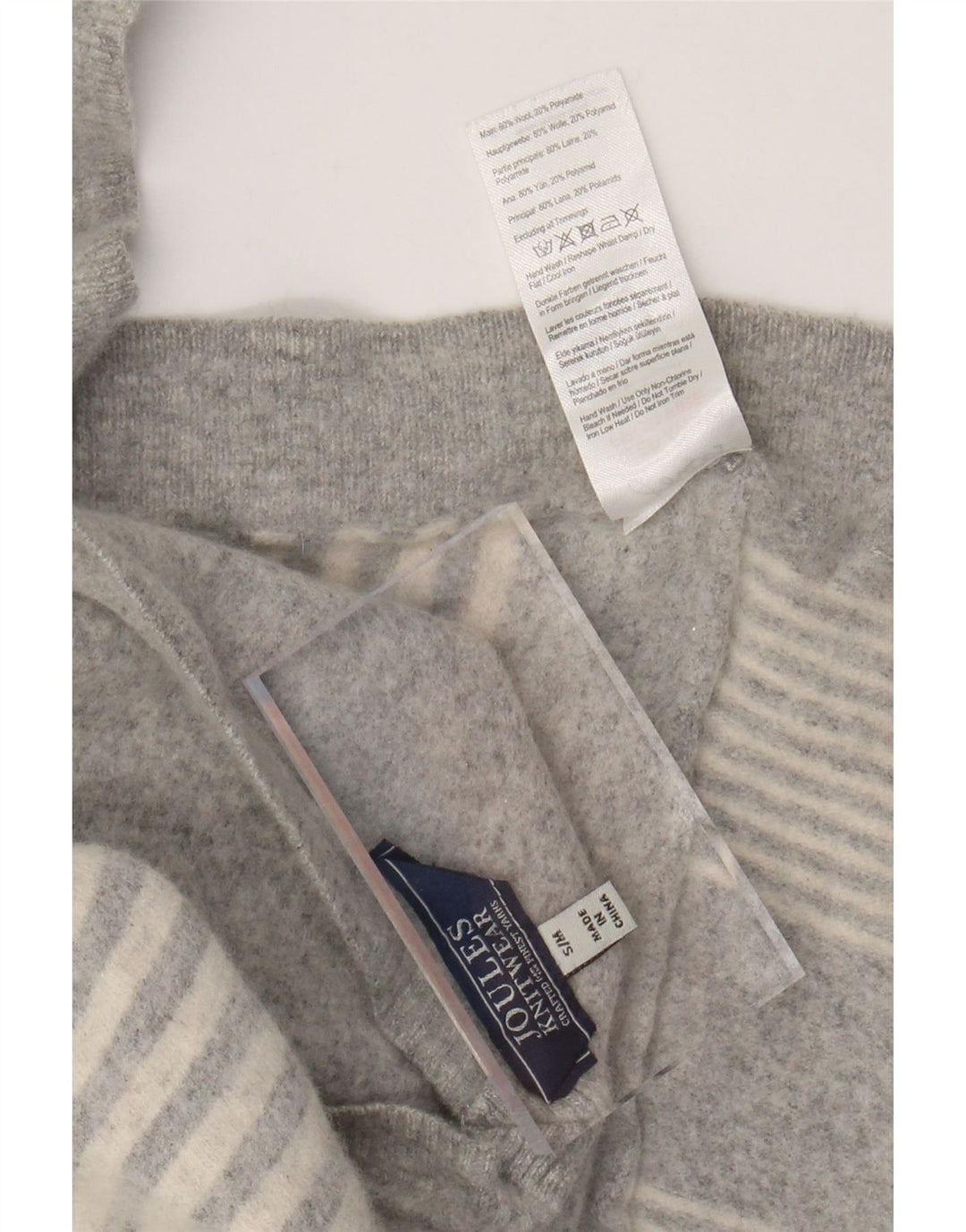 JOULES Pulover Poncho Cardigan pentru femei UK 10 Lână cu dungi gri mici
