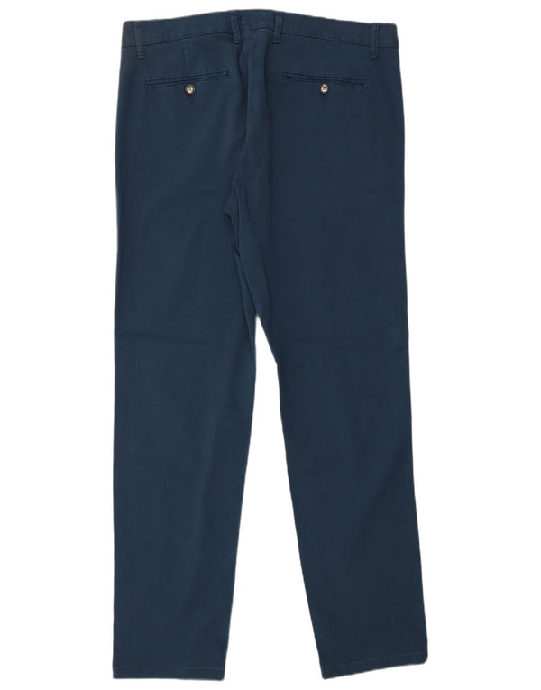 CONTE OF FLORENCE Mens Slim Chino Trousers IT 52 XL W38 L32 Blue Cotton