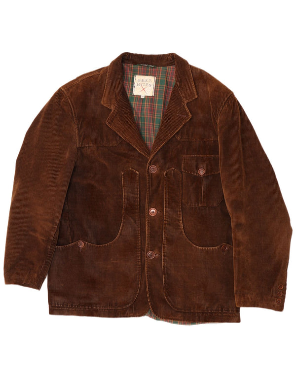 Jachetă vintage pentru bărbați din velur cu 3 nasturi IT 54 2XL bumbac maro