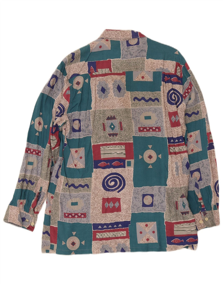 Cămașă Vintage pentru bărbați UK 15 1/2 Medium Multicolor Patchwork Retro