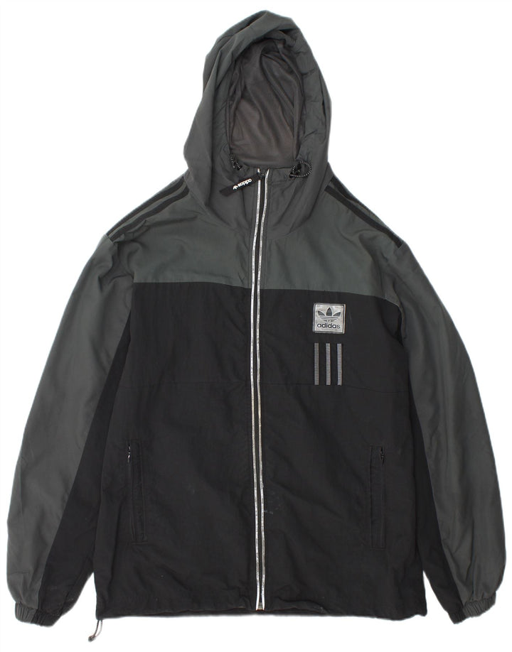 Jachetă de ploaie cu glugă Adidas pentru bărbați Marea Britanie 38, gri mediu, nailon color bloc