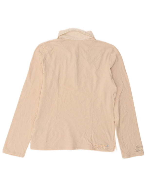 Tricou polo cu mânecă lungă pentru femei La Martina UK 14 mare, bej, bumbac