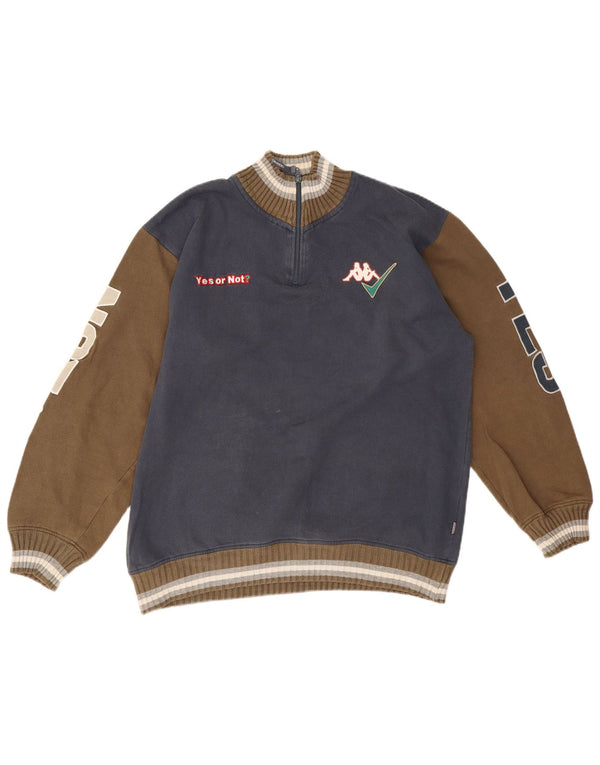 Pulover pentru bărbați Kappa, cu grafic, cu fermoar, cu decolteu, 2XL, albastru bleumarin