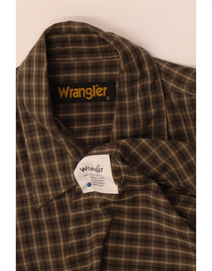 Cămașă pentru bărbați Wrangler, bumbac cu carouri mici, kaki