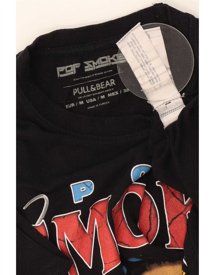 Pull & Bear Tricou grafic pentru bărbați Top Mediu Negru Poliester