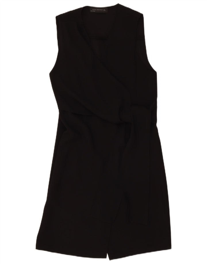 Rochie înfășurată fără mâneci pentru femei Zara UK 12 Poliester negru mediu