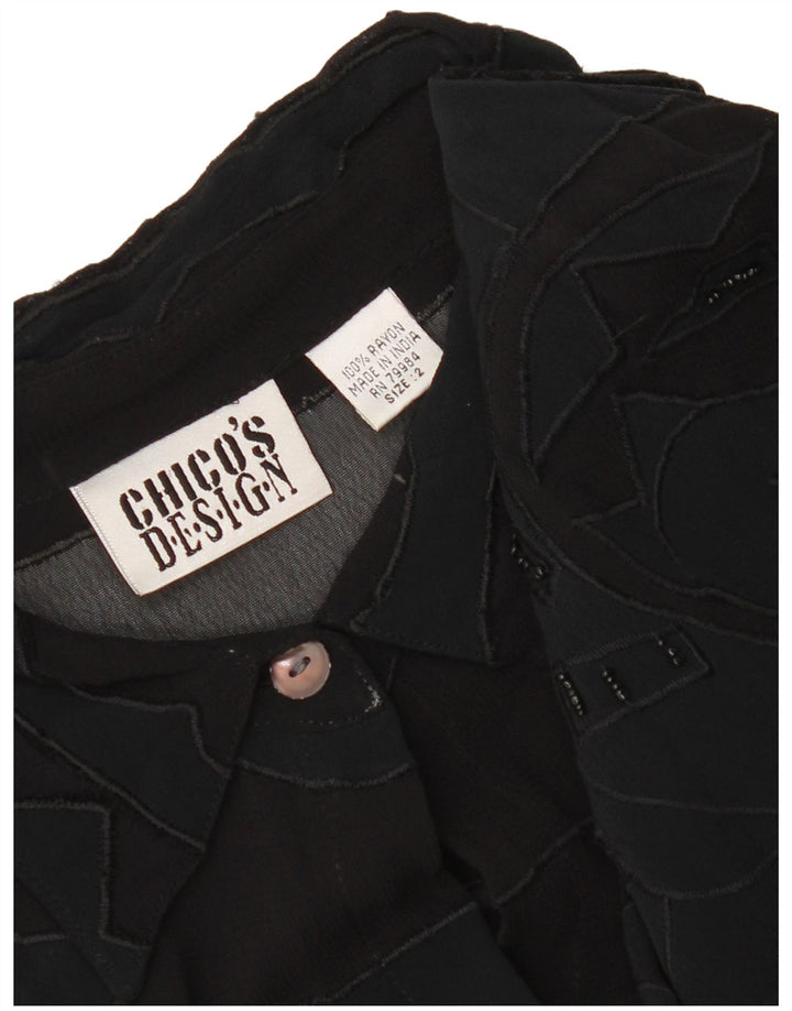 Rochie cămașă Chico's pentru femei UK 14 Medium Black Geometric Rayon
