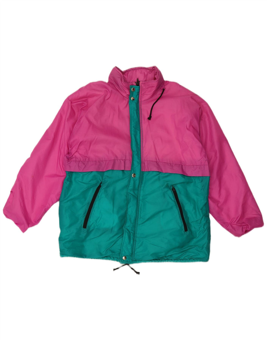 Jachetă de ploaie vintage pentru bărbați UK 38, roz mediu, poliester color bloc