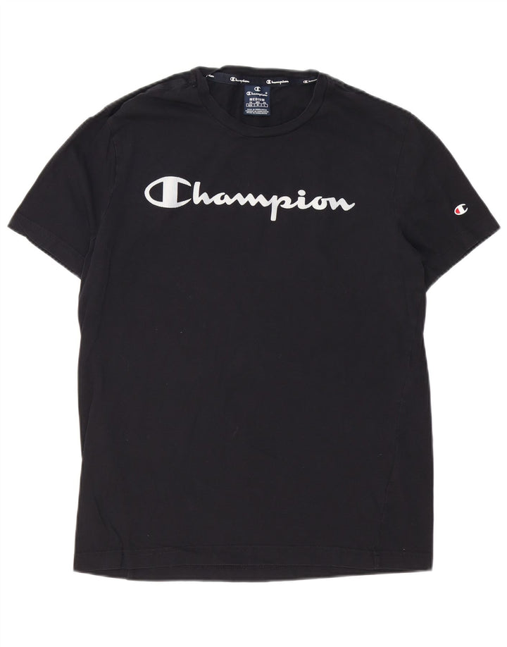 Tricou grafic Champion pentru bărbați Top mediu din bumbac negru