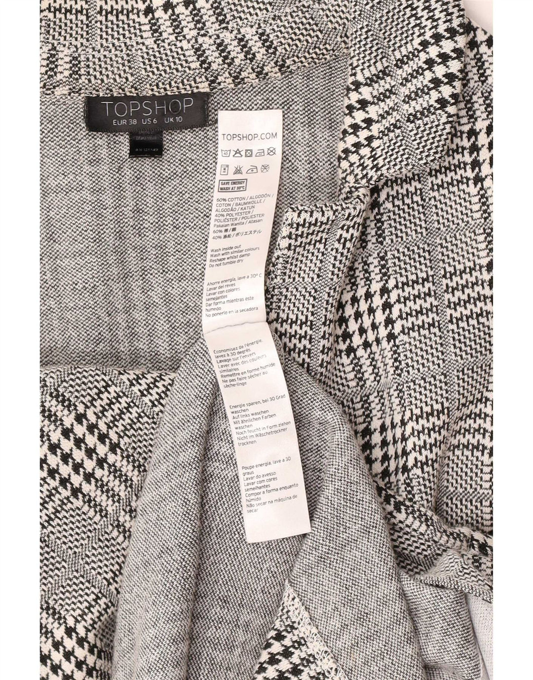 Topshop pardesiu pentru femei UK 10 mic, gri, bumbac picior de găină