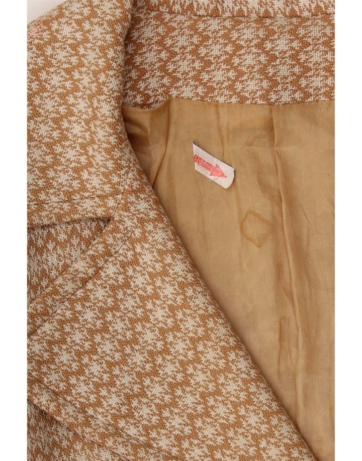 Pardesiu vintage pentru femei UK 10 Small Beige Geometric