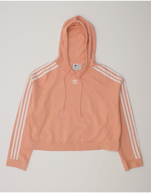 Adidas Womens Crop Hoodie Jumper UK 18 XL Orange Cotton