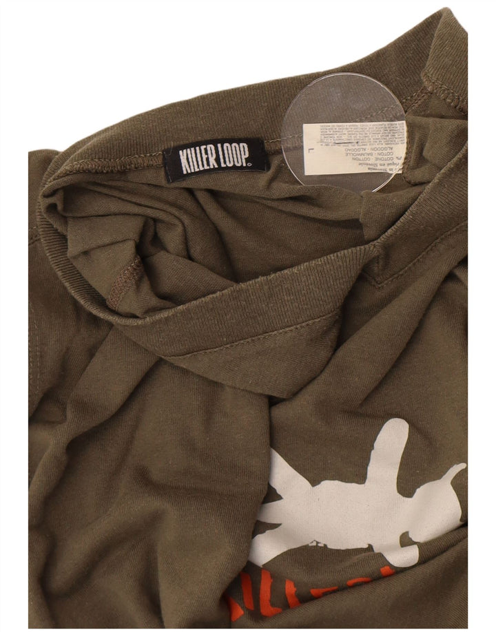 Tricou grafic Killer Loop pentru bărbați Top mare din bumbac kaki