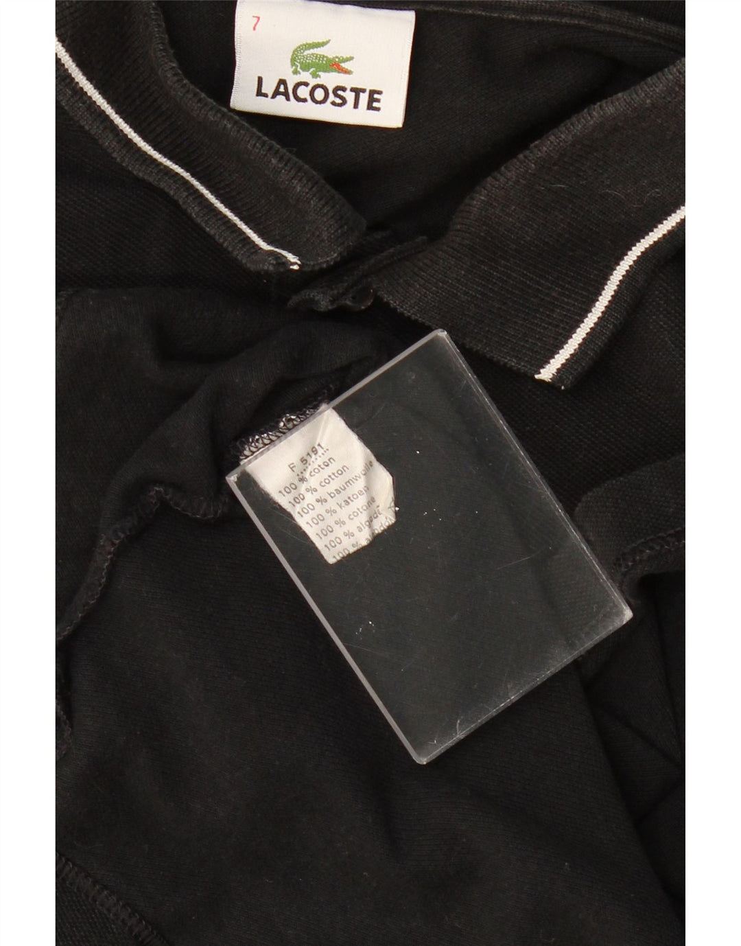 Tricou polo cu grafică LACOSTE pentru bărbați Mărimea 7 2XL Bumbac negru