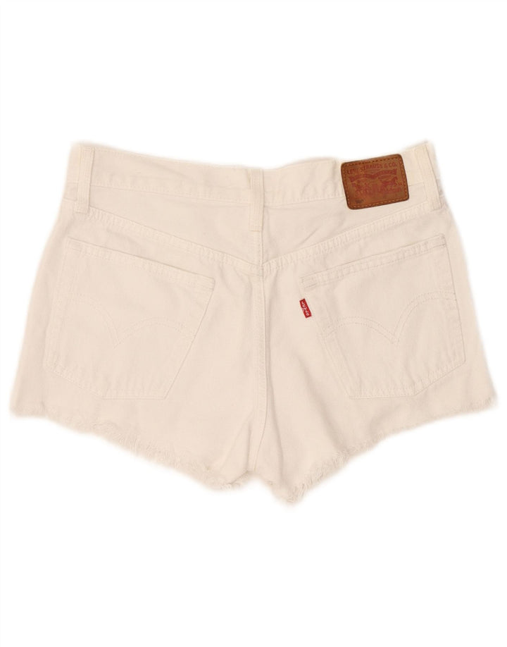 Pantaloni scurți Levi's pentru femei 501 din denim distressed W26 Small White Bumbac
