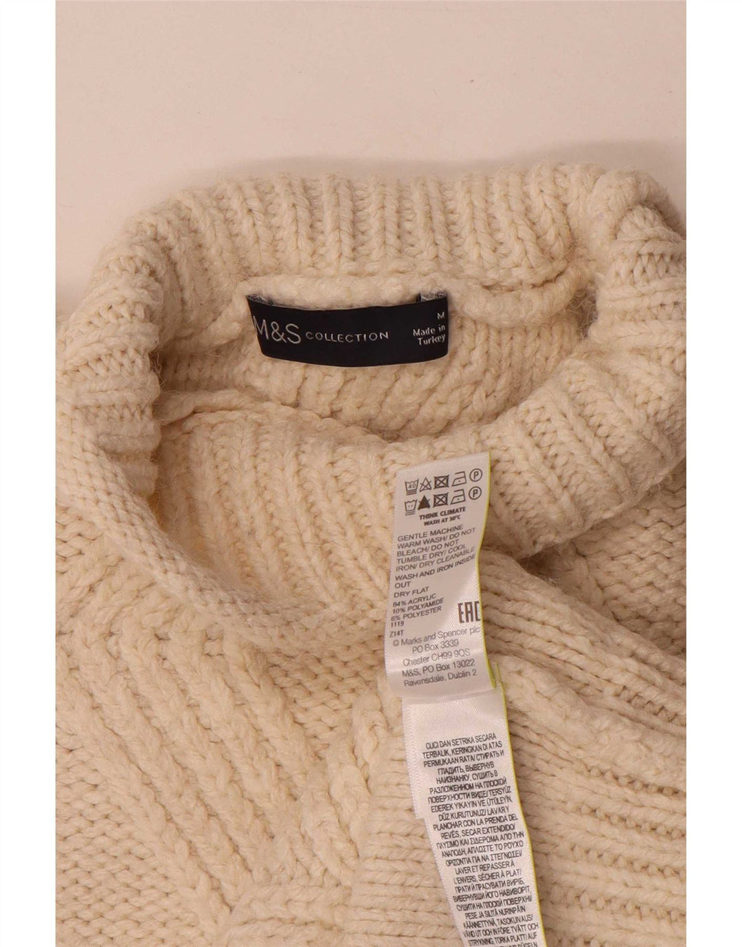 Pulover cu gât țestoasă pentru femei Marks & Spencer UK 14 Medium Off White