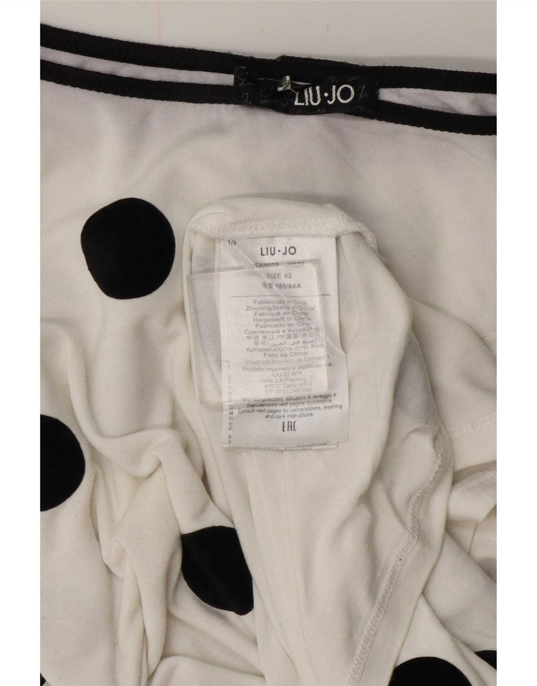 Top femei Liu Jo cu mânecă lungă IT 42 Medium White Polka Dot Viscose