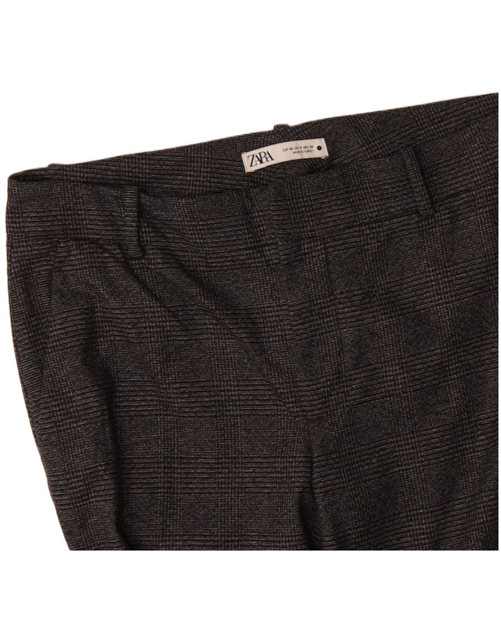 Pantaloni de costum slim pentru femei ZARA EU 40 Mediu L30 L29 Poliester cu carouri gri
