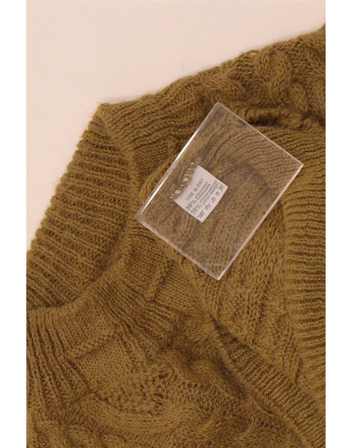 Pulover vintage pentru bărbați cu gât țestoasă, lână de alpaca, kaki