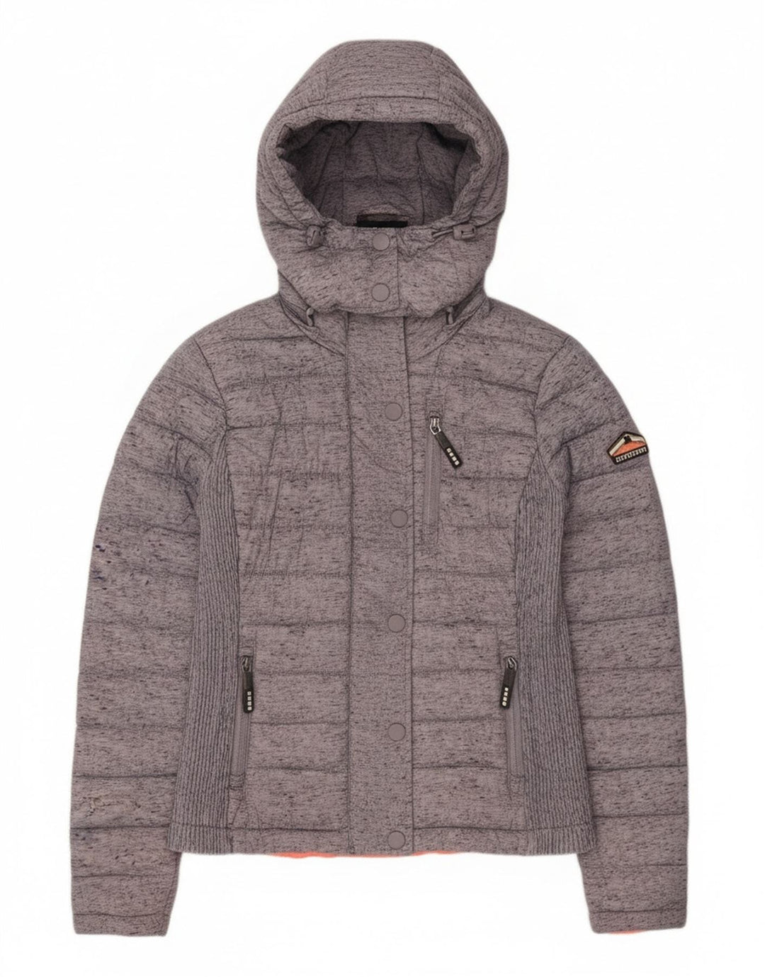Jachetă căptușită cu glugă Superdry pentru femei UK 8 XS Gri poliester color bloc