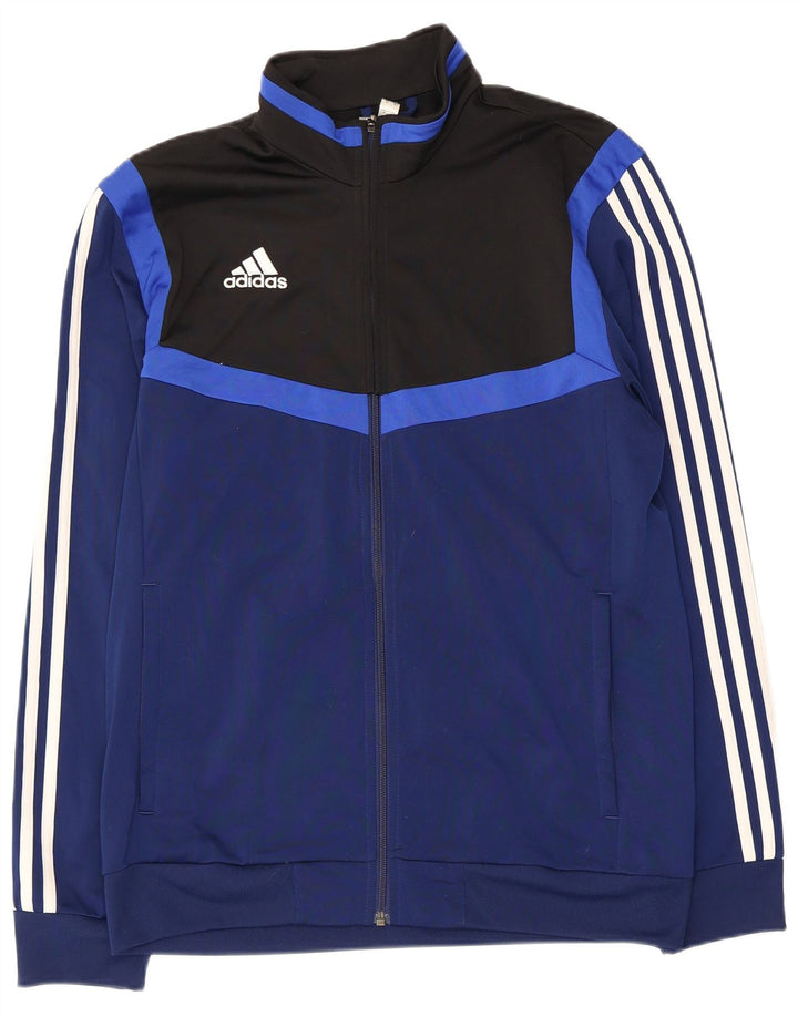 Jachetă de trening pentru bărbați Adidas, albastru mediu, poliester bloc de culoare
