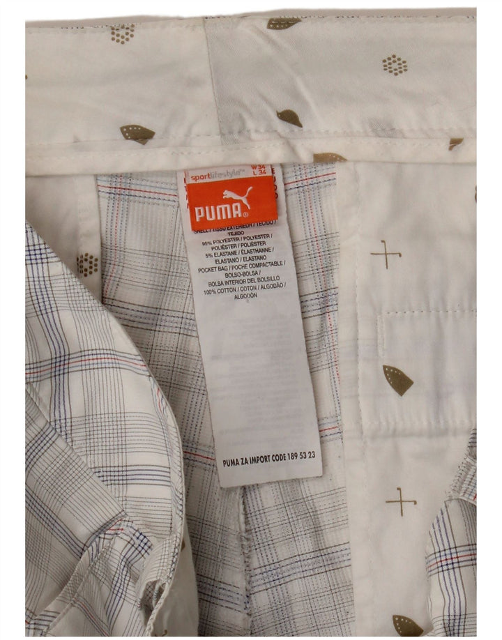 Pantaloni chino subțiri PUMA pentru bărbați L34 L34 poliester cu carouri albe