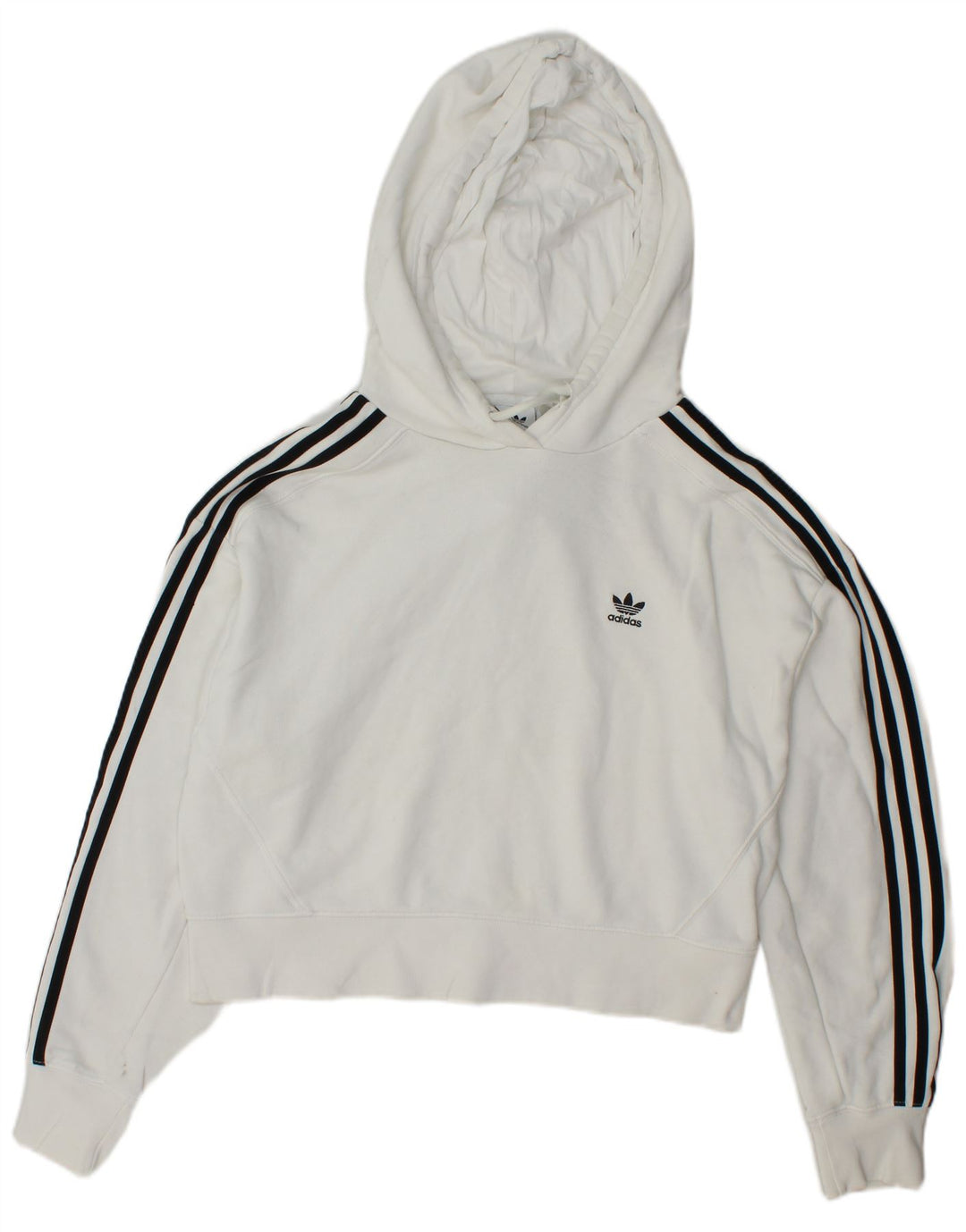 Pulover oversize crop hoodie ADIDAS pentru femei UK 8 mic bumbac alb