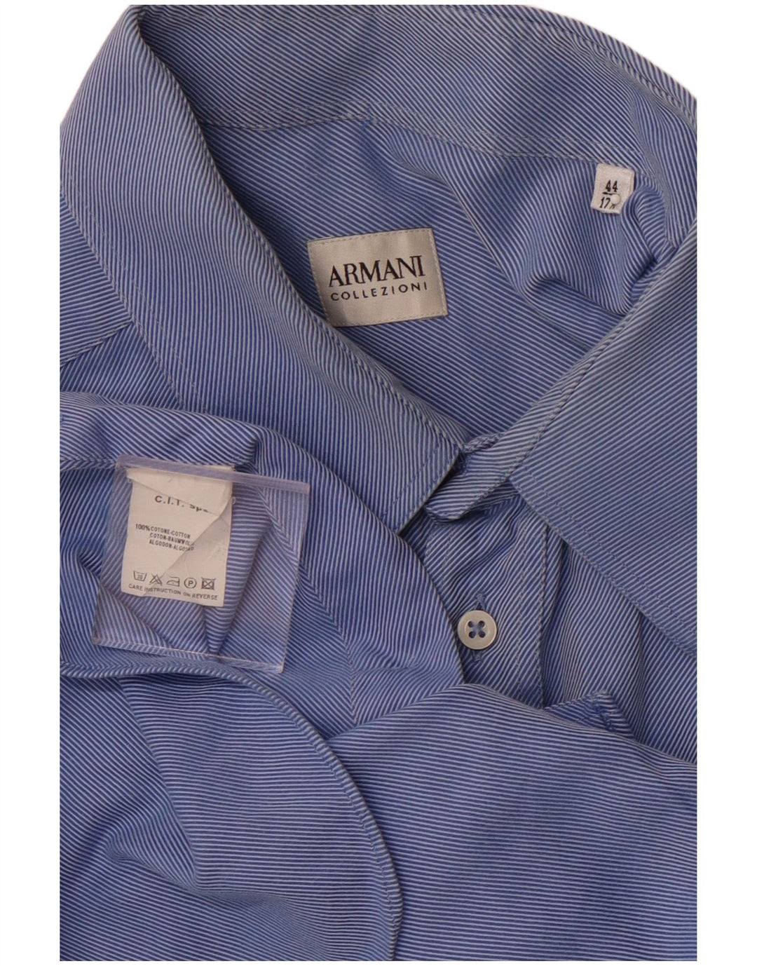 ARMANI COLLEZIONI Cămașă pentru bărbați Mărimea 44 17 1/2 XL Bumbac cu dungi albastre