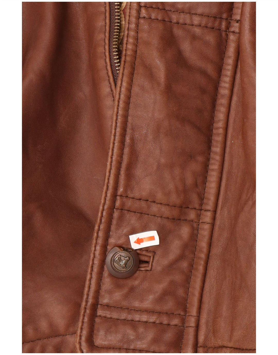 Palton din piele vintage pentru bărbați cu glugă IT 54 2XL din piele maro