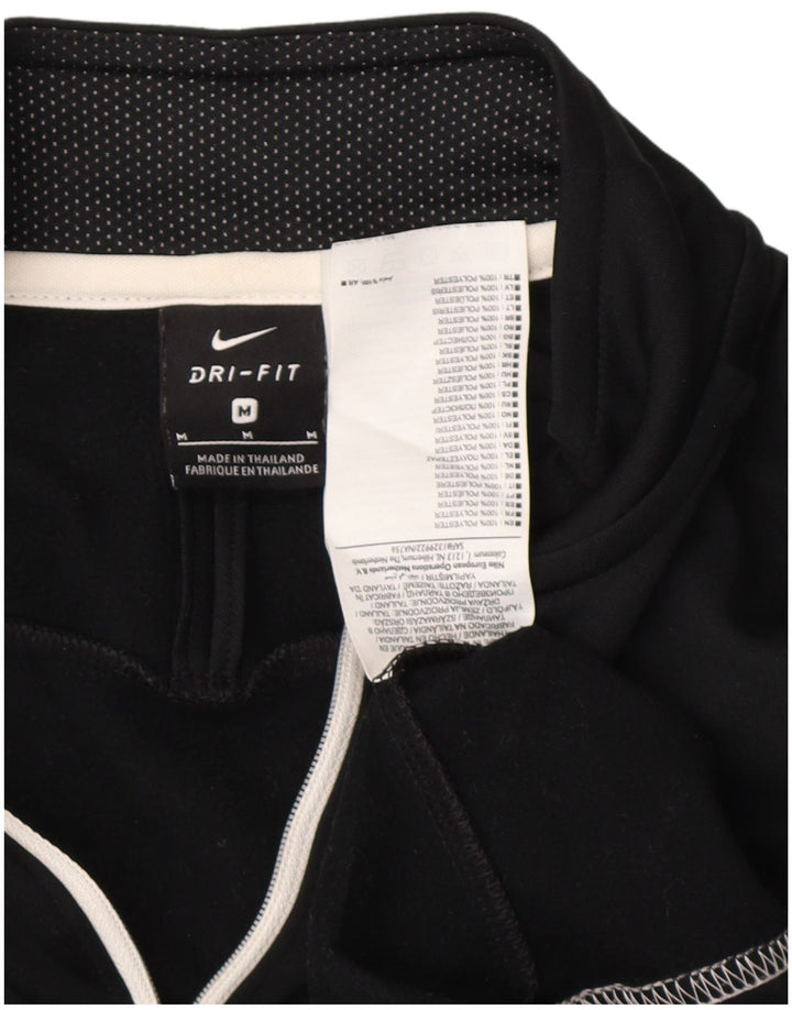 Top de trening pentru bărbați Dri Fit, cu fermoar și gât, negru, colorblock