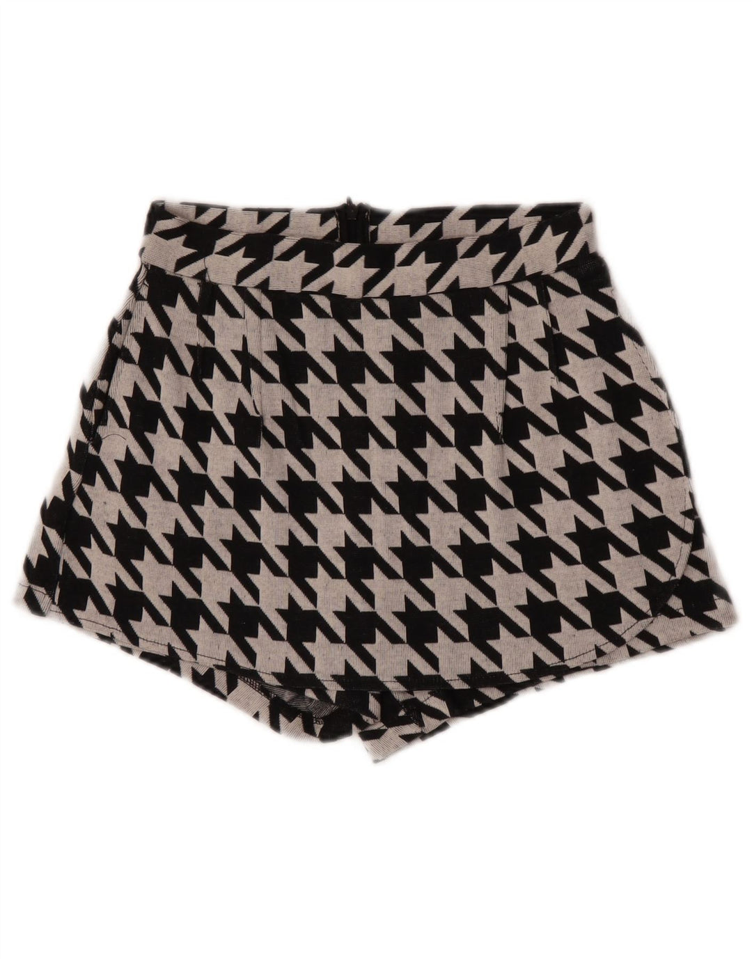 Pantaloni scurți casual Trafaluc pentru femei Zara Mici W26 Black Houndstooth