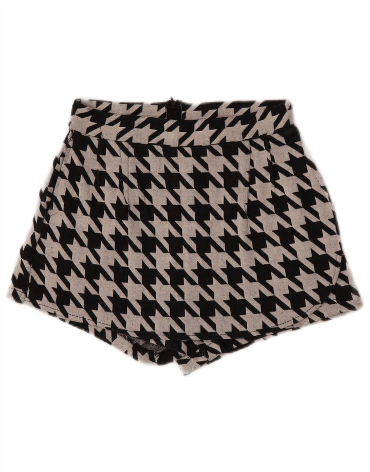 Pantaloni scurți casual Trafaluc pentru femei Zara Mici W26 Black Houndstooth