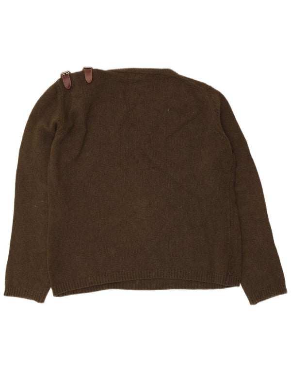 Pulover pentru femei Massimo Dutti cu gât de barcă UK 16 Lână mare kaki