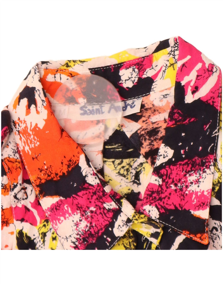 Bluză cămașă cu paragate vintage pentru femei UK 14 Medium Multicolor